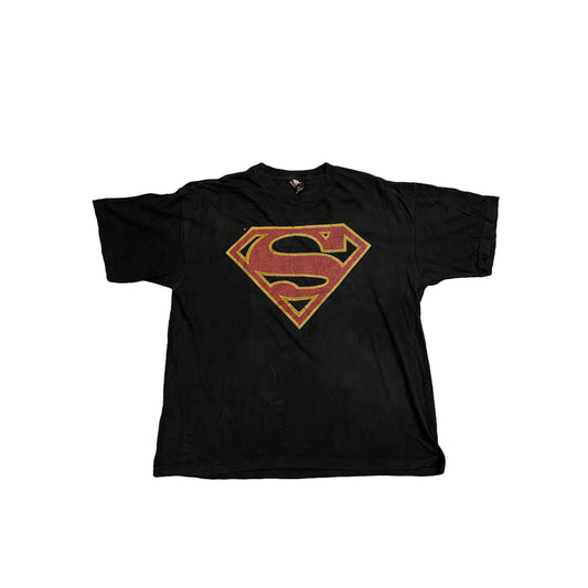 Vintage Rare Glitter Superman T Shirt Sparkles XL