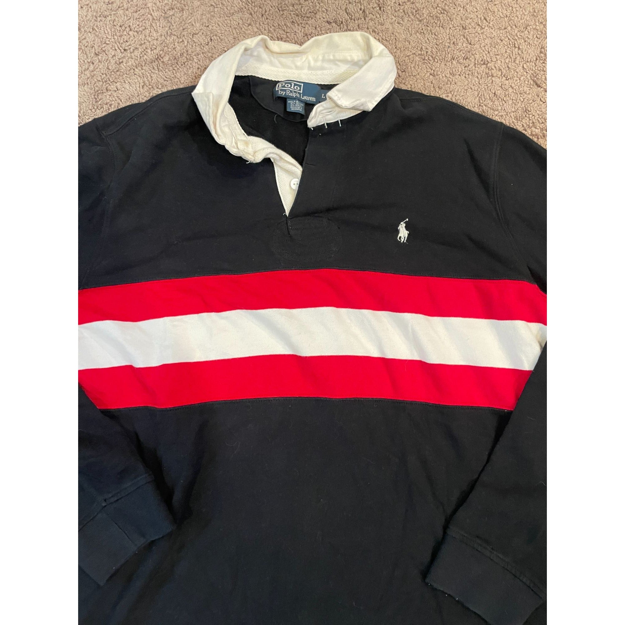 Vintage Rare Polo Ralph Lauren Long sleeve Rugby Shirt Large